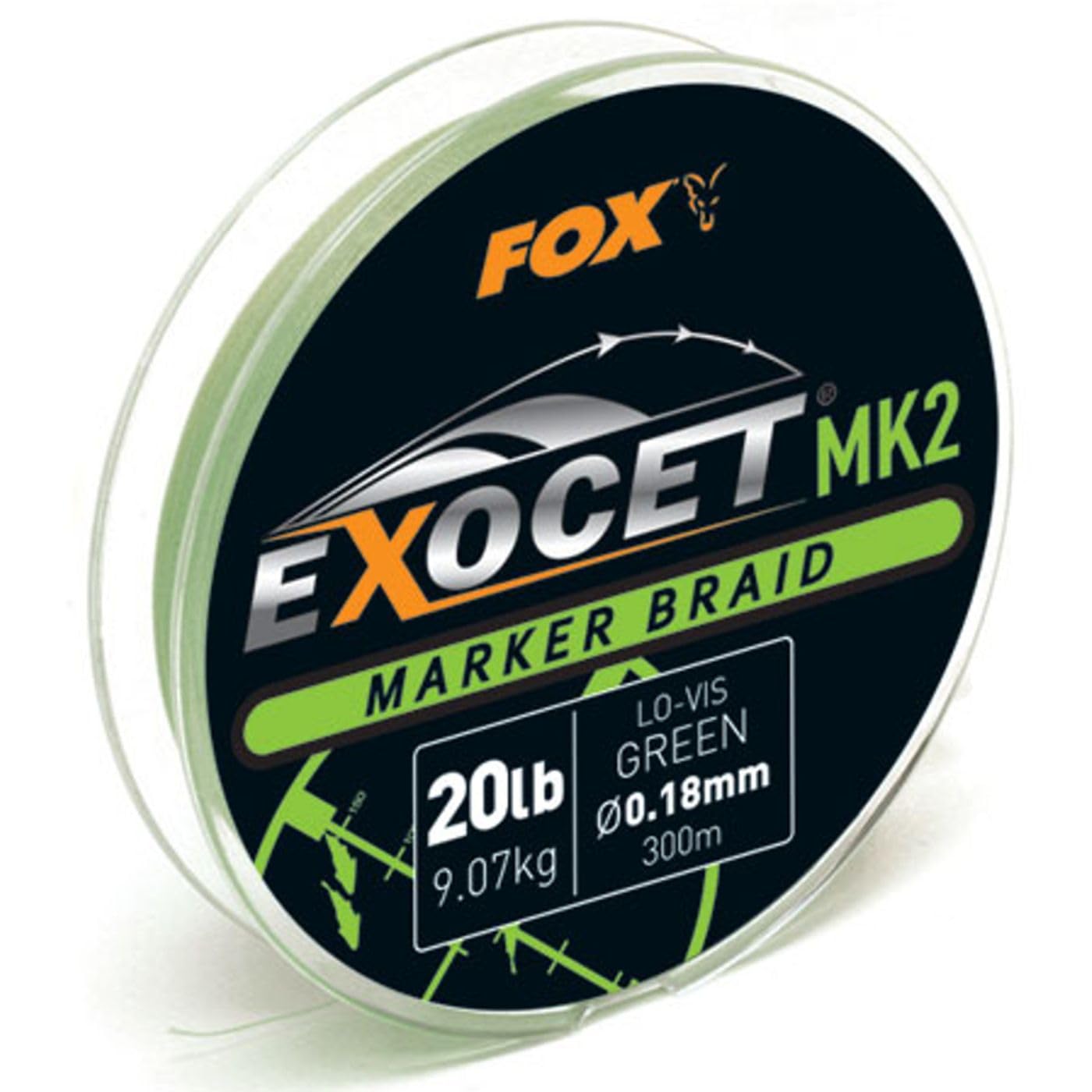 Fox Exocet MK2 Marker Braid 0.18 mm 9.07 kg 300 m Green Fishing Line for Marker Rod, Line for Soldering Carp Line