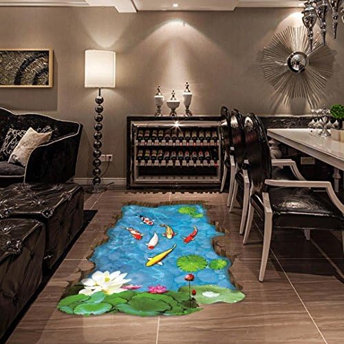 Kingken Creative 3D Stream Floor Sticker Removable Mural Art Decals for Kids Room Decoration (58*88cm)