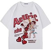 Aelfric Eden Oversized Graphic Tees Women Streetwear Casual Heart Print Angel Cartoon Unisex Summer Tops