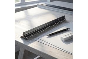 Architectural Scale Ruler,Ruler,Architectural Scale Ruler, Imperial Measurements 12'', Laser-Etched Aluminum Architect Triang