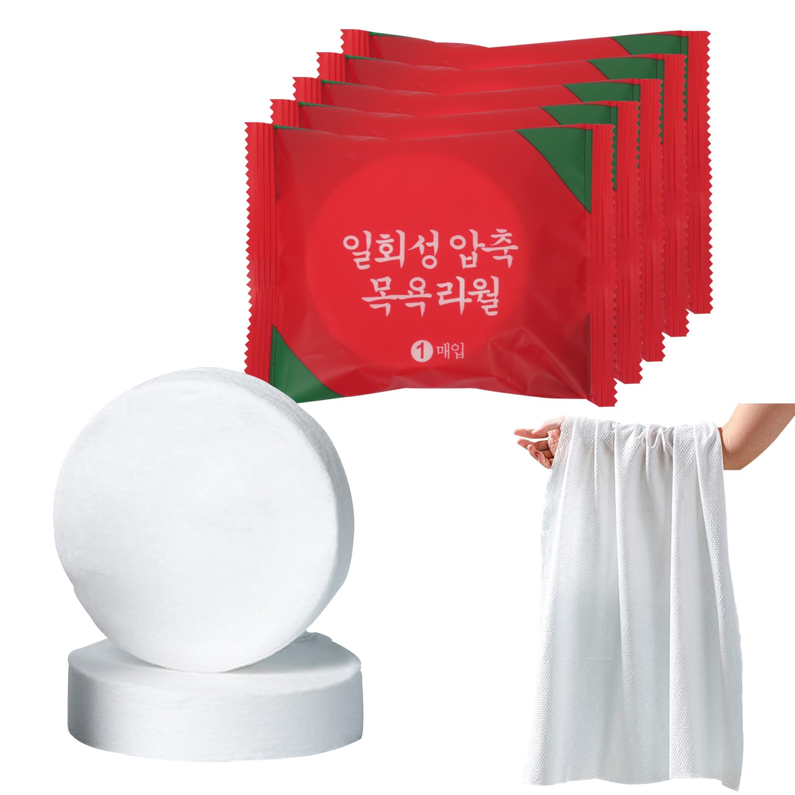 Ailelan Travel Towels, 5 Pack Compressed Towels Tablets Disposable White Bath Towel Large 70x140cm, Compressed Cotton Towel Set Reusable for Travel Hotel Camping