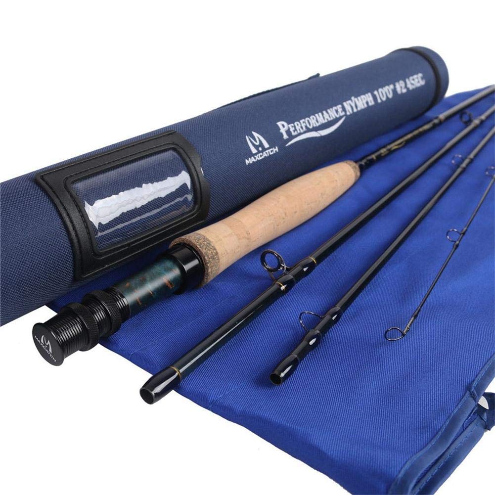 MAXIMUMCATCH Performance Nymph Fly Fishing Rod in 3/4wt: 10ft, IM10 Carbon, AA Cork Handle, Cordura Rod Tube (2weight 10ft 4piece)