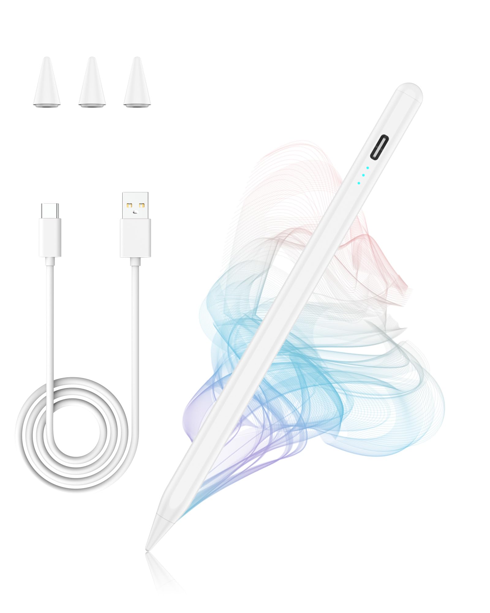 Stylus Pen for iPad 2018-2025, ipad Pencil Compatible Apple iPad 11 A16/10/9/8/7/6th Gen, Pro 12.9/11/13 Inch, Air 3/4/5/M2/M3/M4, Mini 5/6, with 2x Faster Charge, Tilt Sensor, Palm Rejection