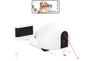 pumpkii Cat Camera with Interactive Pointer Toy, Moving Robot for Dog and Cat, Mobile Pet Camera Treat Dispenser with Phone App, Auto Recharging and Night Vision, Two-Way Audio (2.4G Wi-Fi Only)