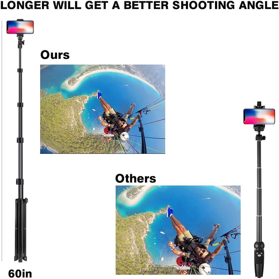 60-inch Selfie Stick Tripod, UBeeszie Extendable Cell Phone Tripod Stand with Wireless Remote Shutter, Compatible with iPhone, Android, DSLR, Action Camera.: Camera & Photo