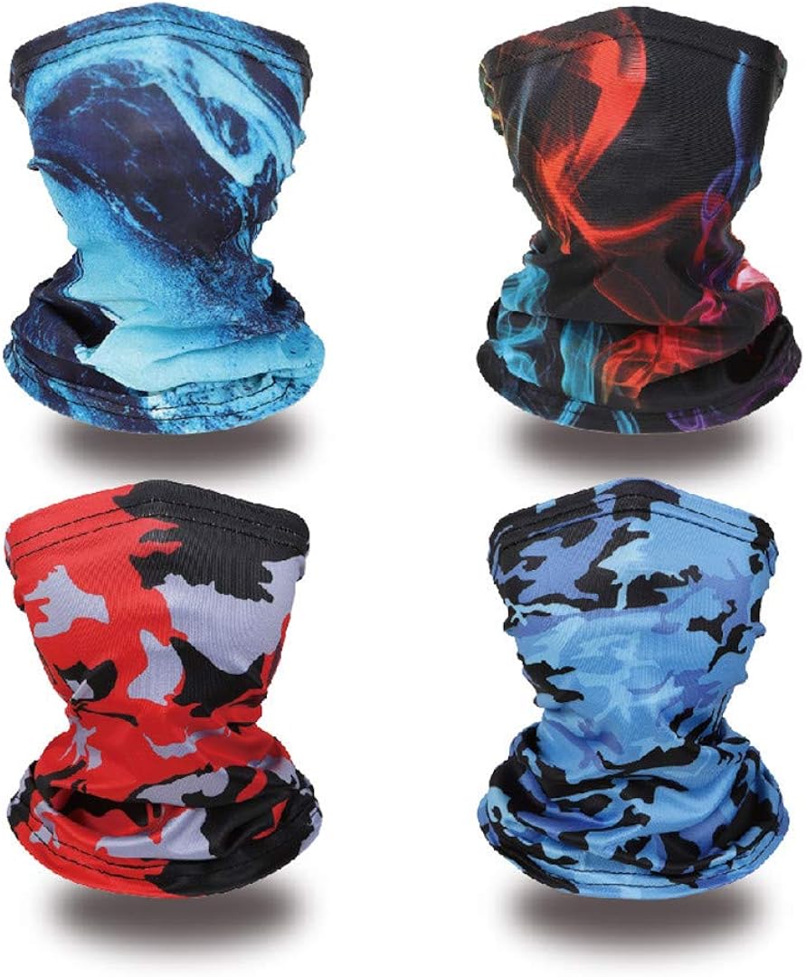 Kids Neck Gaiters Face Cover Balaclava Bandanas Face Covering for Children Summer Neck Gaiter 4PCS Group 1: Clothing