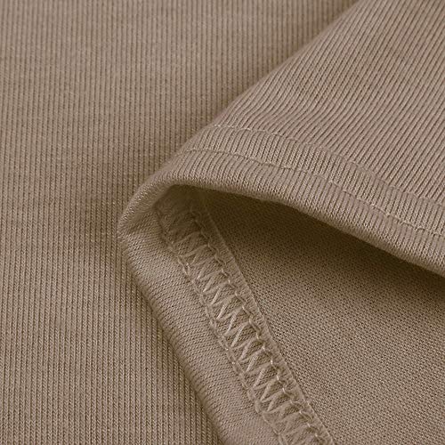 Women's Long Sleeve Pocket Casual Loose T-Shirt Dress Solid Loose Dress Khaki