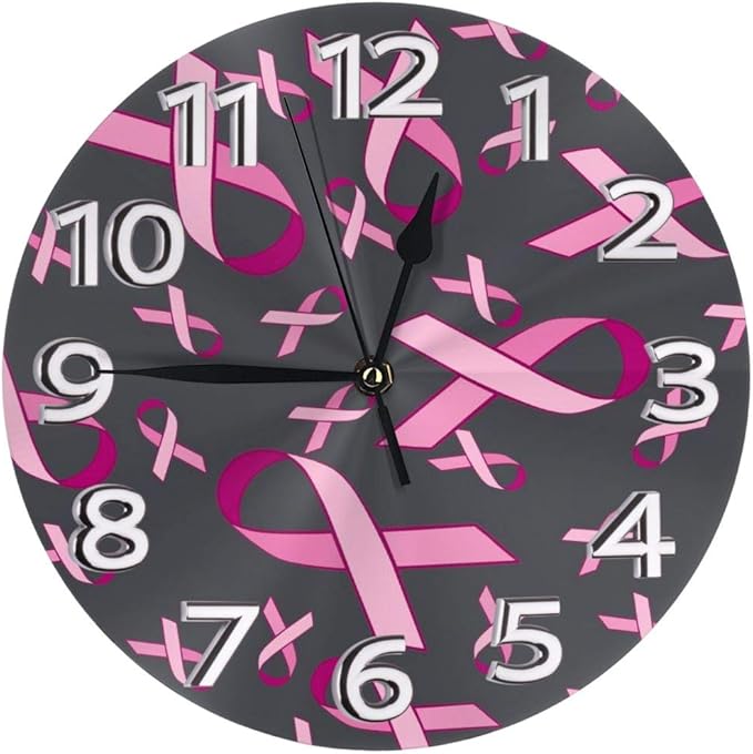 Ufiner Breast Cancer Awareness Pink Ribbon Clock Battery