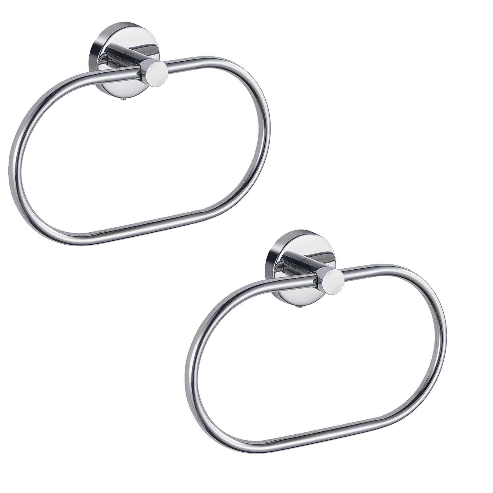 Eolax Towel Ring for Bathroom, Towel Bar Hangers Wall Mount, Stainless Steel Hand Towel Holder, Modern Round Towel Hanger, Chrome 2 Pack