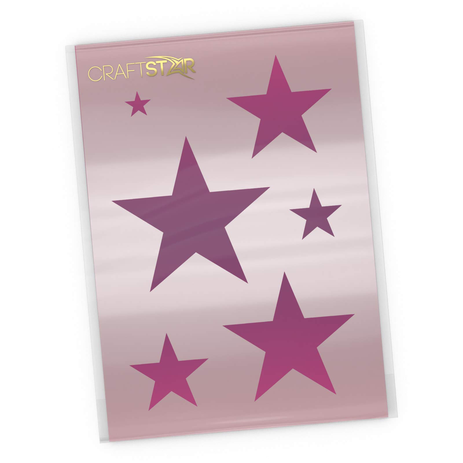 CraftStar Stars Stencil - A4 Sized Mylar Stencil (6 Star Sizes from 2 to 12 cm)