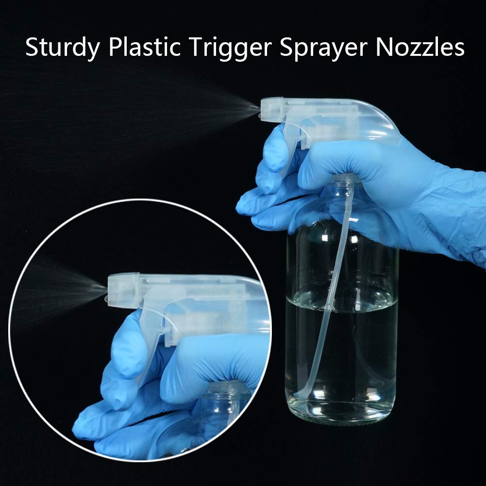 Glass Spray Bottles Empty 16oz Boston Round Bottle Refillable Container for Essential Oils with Funnel Lables Cleaning Products Aromatherapy Lotions Liquid Soaps (WhiteWhite)