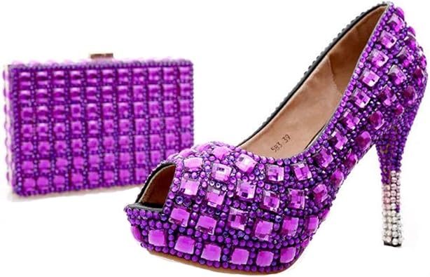 purple shoes and bag for wedding