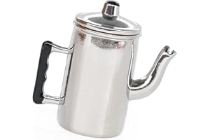 Retro 1/12 Scale Dollhouses Metal Coffee Pots Hinged Lid Miniature Kitchen Furniture Decorative Item Miniature Kettle Dollhou
