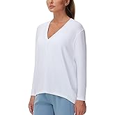 THE GYM PEOPLE Women's Long Sleeve Workout Shirts Loose Fit V-Neck Running T-Shirts Tops