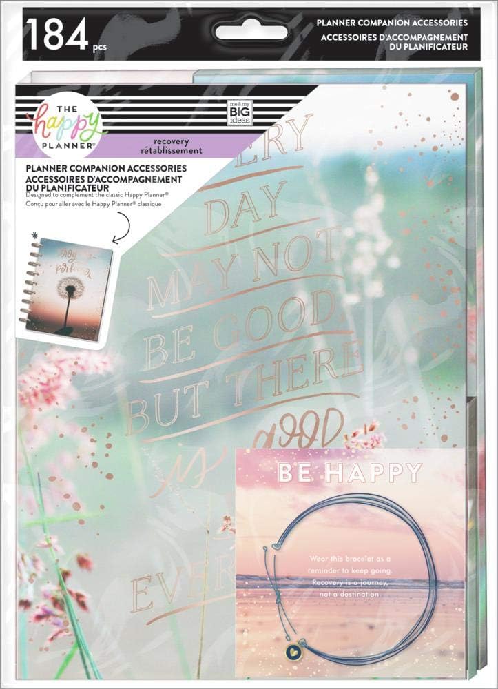 The Happy Planner Classic Planner Companion - Journaling & Planner Accessories - Recovery Progress Theme - Journaling Paper, Dry Erase Board, Sticker Sheets - 184 Pieces