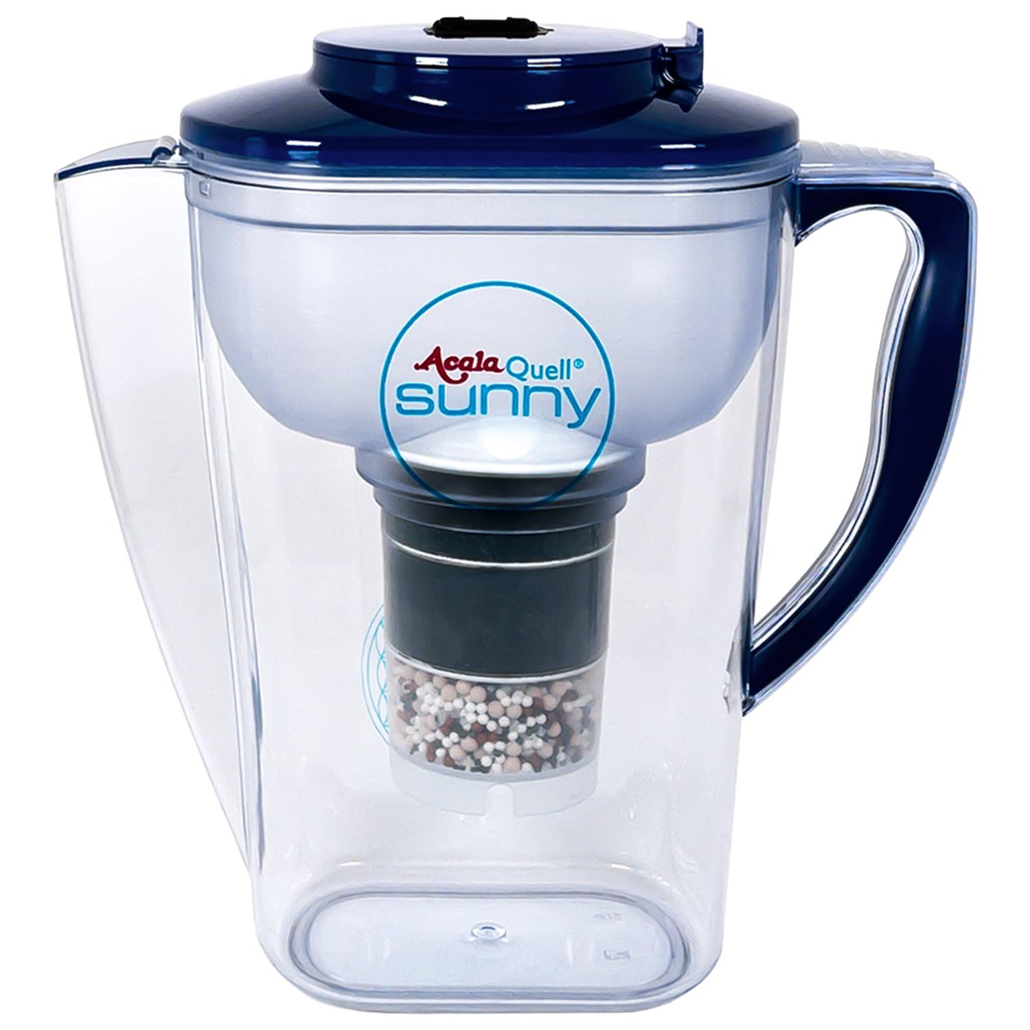 Water Filter AcalaQuell Sunny | Blue | Water Filter Jug with extra good handle | Highest Filtration Performance | Multi-Layered Filter Cartridge | Creates delicious-tasting, healthy water