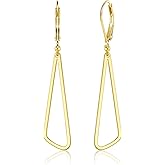 ALEXCRAFT 925 Sterling Silver Dangle Earrings for Women Gold Plated Long Triangle Dangle Drop Earings Hypoallergenic Trendy Leverback Dangly Earrings Dangling Jewelry for Women