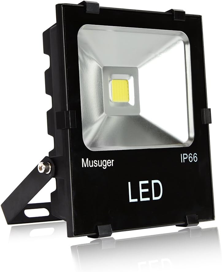 Musuger 50W High Power Outdoor LED Flood Light Daylight White 6000K, 4500lm, Waterproof IP66 Security Lights
