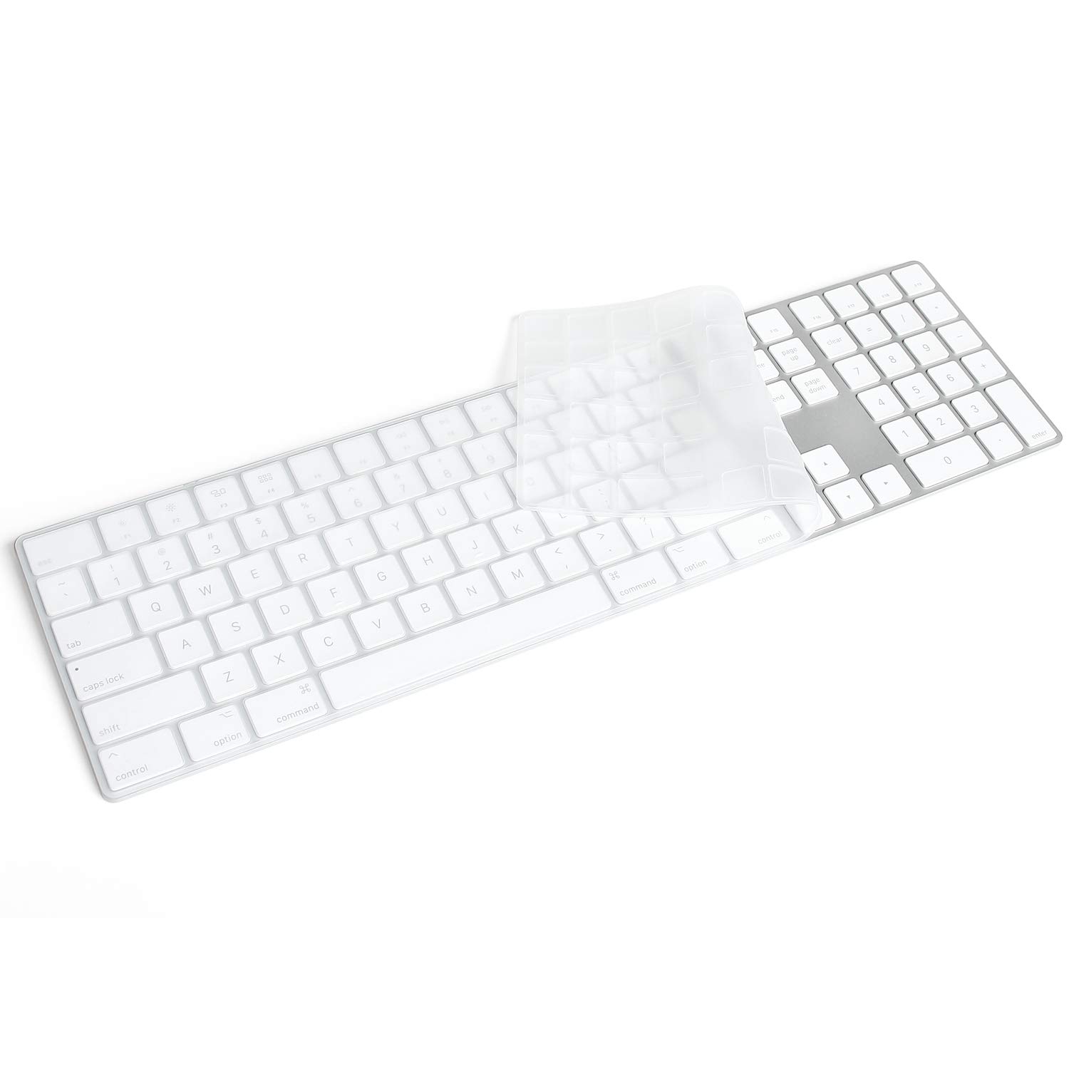 MasiBloom Transparent Silicone Keyboard Cover Skin for Apple iMac Magic Keyboard with Numeric Keypad MQ052LL/A (A1843) US/EU Layout Ultra Thin Protector Skin (Silicone transparent)