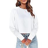 Tankaneo Womens Long Sleeve Crop Tops Loose Fit Fall Cropped Tshirt 2026 Crew Neck Casual Shirts