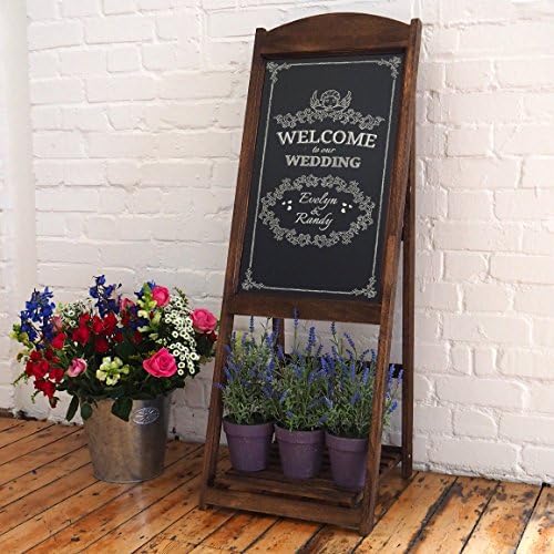 Chalkboard Sandwich Board Easel in Vintage Rustic Style Compatible with Liquid Chalk Markers (Brown)