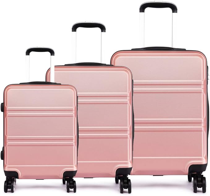 Kono 3pcs Luggage Set 4 Wheels Spinner Trolley Suitcase Lightweight ABS