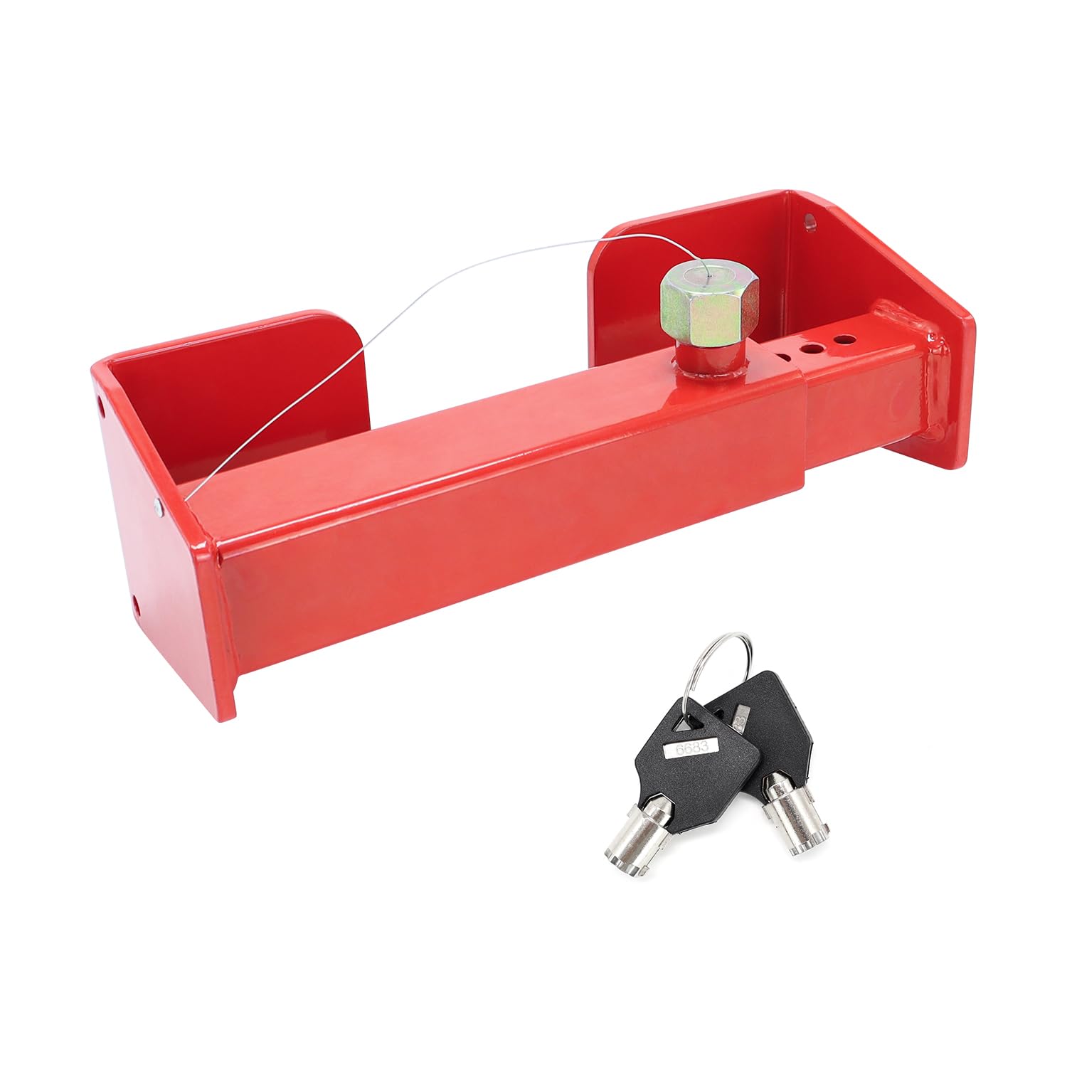 Photo 1 of QZATTCAEN Heavy-Duty Red Iron Container Lock with Steel Anti-Loss Chain & High-Impact Resistant Construction for Shipping Cargo Security & Logistics Protection