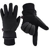 OZERO Men & Women Winter Gloves -30°F Deerskin Leather Water-resistant Windproof Cold Weather Glove for Driving Hiking