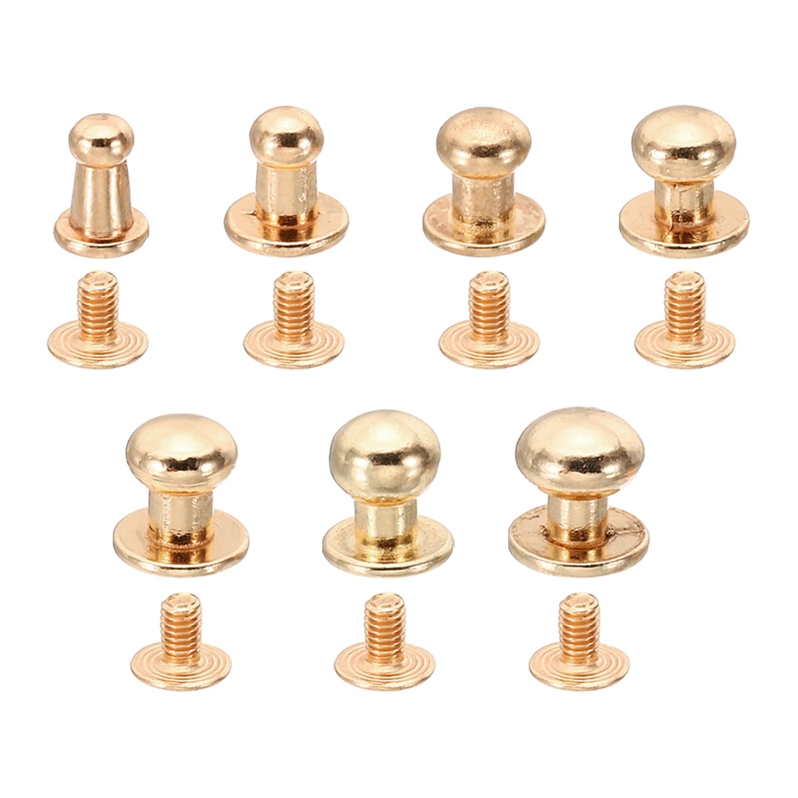 PATIKIL Leather Rivets, 70 Sets Round Button Head Studs Metal Screw Studs Posts Chicago Screws Rivet for Clothing Leather Crafts, Gold Tone