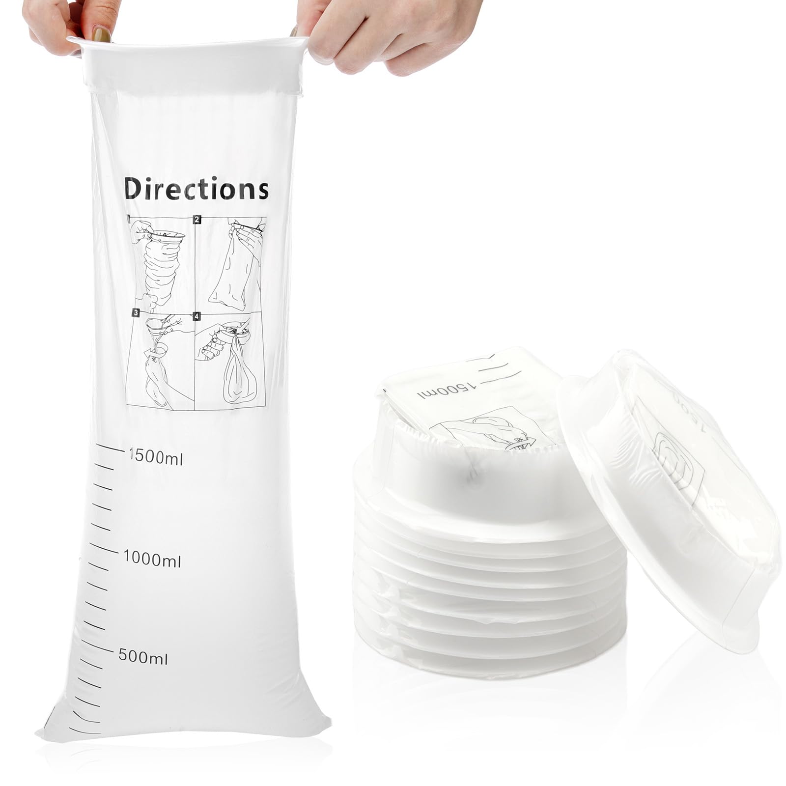 Disposable Sick Vomit Bags for Car Travel 10Pack, 1500ml White High Density Leak Resistant & Portable Travel Sickness Emesis Barf Bags with Snap for Car Motion Sickness,Kids,Pregnant Woman, Airsick