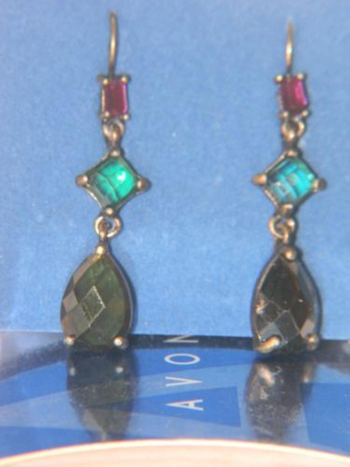 Avon Geometric Linear Earring Faux Color Shaped Stones