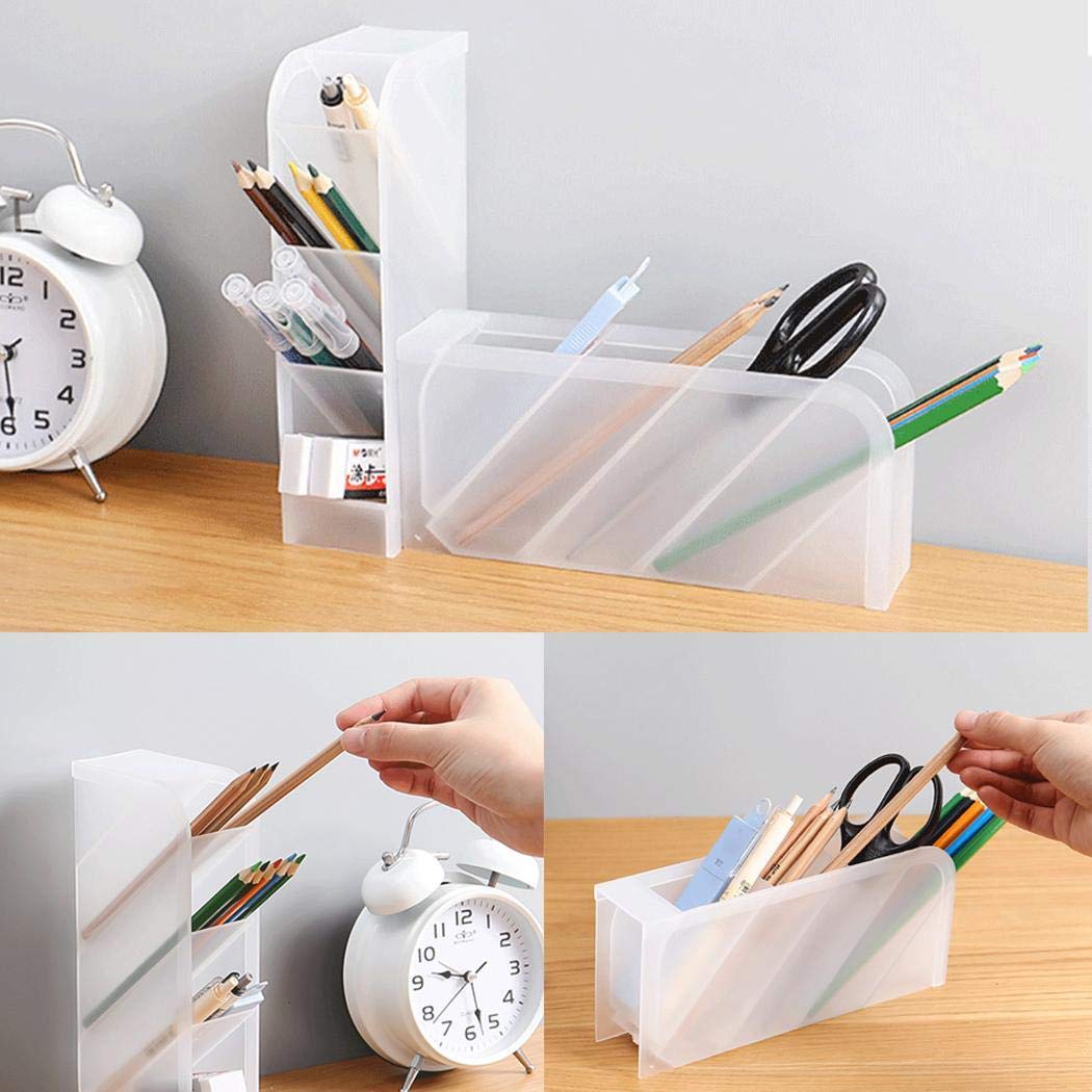 UpBeauty Desktop Pen Holder Office Storage Case Clear Plastic Desk Organizer Desk & Drawer Organizers Multi-Function