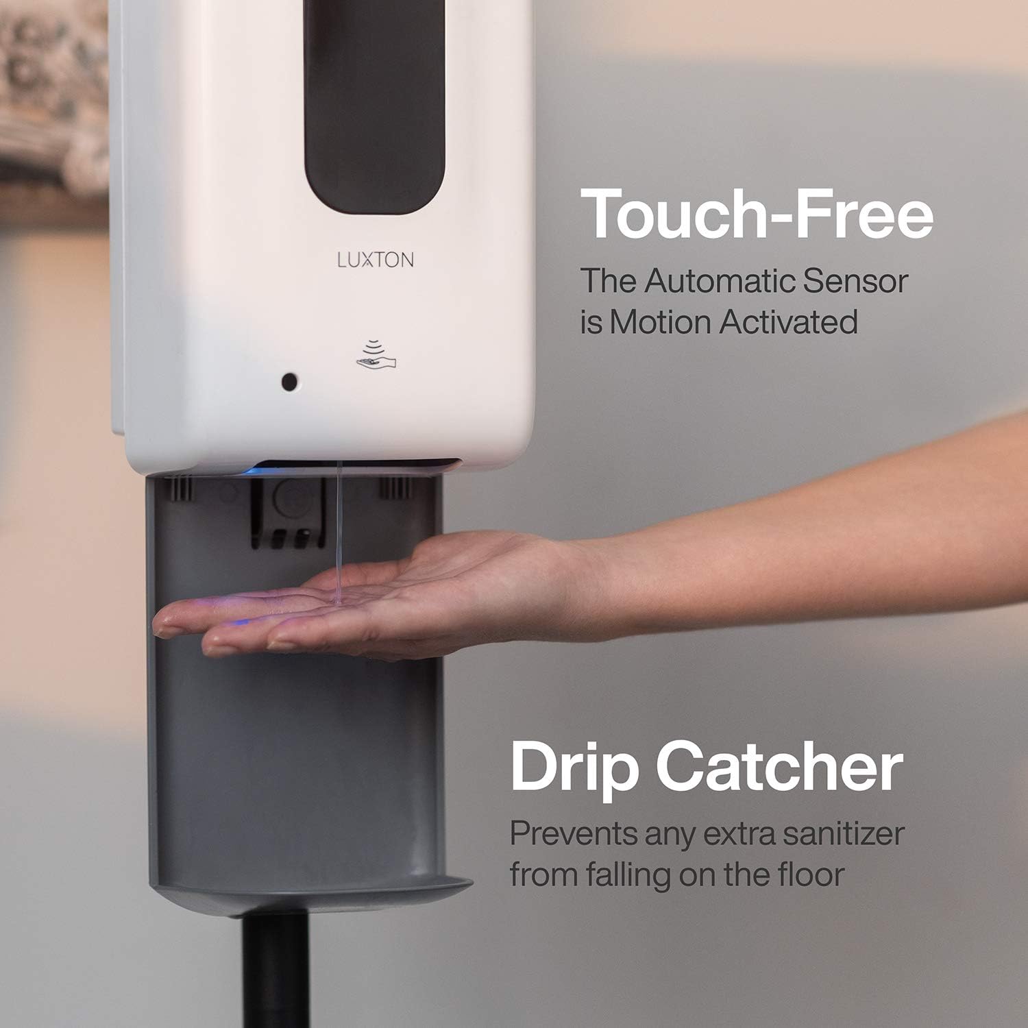 Luxton Automatic Hand Sanitizer Dispenser with Stand and Drip Catcher and Refillable Bottle for Restaurants, Schools, Churches - Sanitizer Stand: Kitchen & Dining
