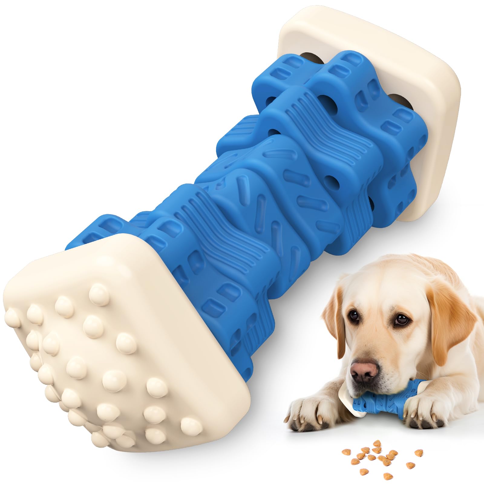 Photo 1 of PCEoTllar Indestructible Dog Chew Toys, Aggressive Chewer Safe Rubber Puzzle Toys with Beef Flavor - Blue, Medium to Large Dogs