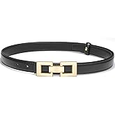 Glamorstar Women Skinny Belts Thin PU Leather Waist Belt with Gold Buckle