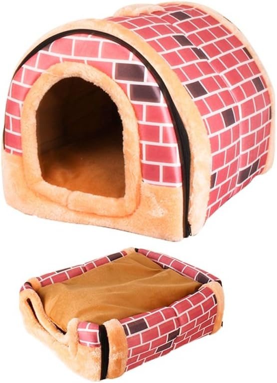 YQQ Pet Supplies Four Seasons General Pet Bed Cat Nest Warm Kennel Doghouse Cotton Nest Waterproof Removable And Washable Pink Fire Brick