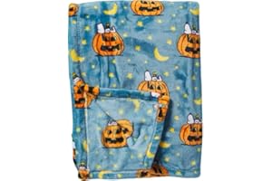 Berkshire Blanket & Home Co. Berkshire Home & Blanket Co. Peanuts Gang Snoopy Throw Blanket Featuring Snoopy with Woodstock Sleeping on a Jack-O-Lantern