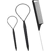 Qancekoo 3 PCS Hair Styling Tool Set Topsy Tail Hair Tools with 2 PCS Hair Braid Tools and 1 PCS Tail Comb (Black)