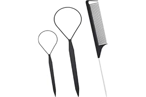 Qancekoo 3 PCS Hair Styling Tool Set Topsy Tail Hair Tools with 2 PCS Hair Braid Tools and 1 PCS Tail Comb (Black)