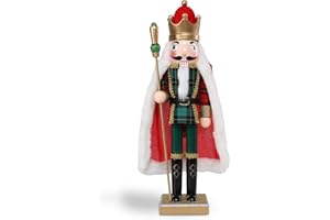 Vipush Christmas Wooden Nutcracker Soldier - 15 Inch The King in a Cloak Style Figure Ornament Desktop Xmas Puppet Decor Doll Pendant for Party Store Home