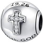PANPOKI 925 Sterling Silver Charms for Bracelets and Necklace Religious Prayers Cross Dangle Pendants Star Moon God Bead Jewelry Present for Women Family Friends