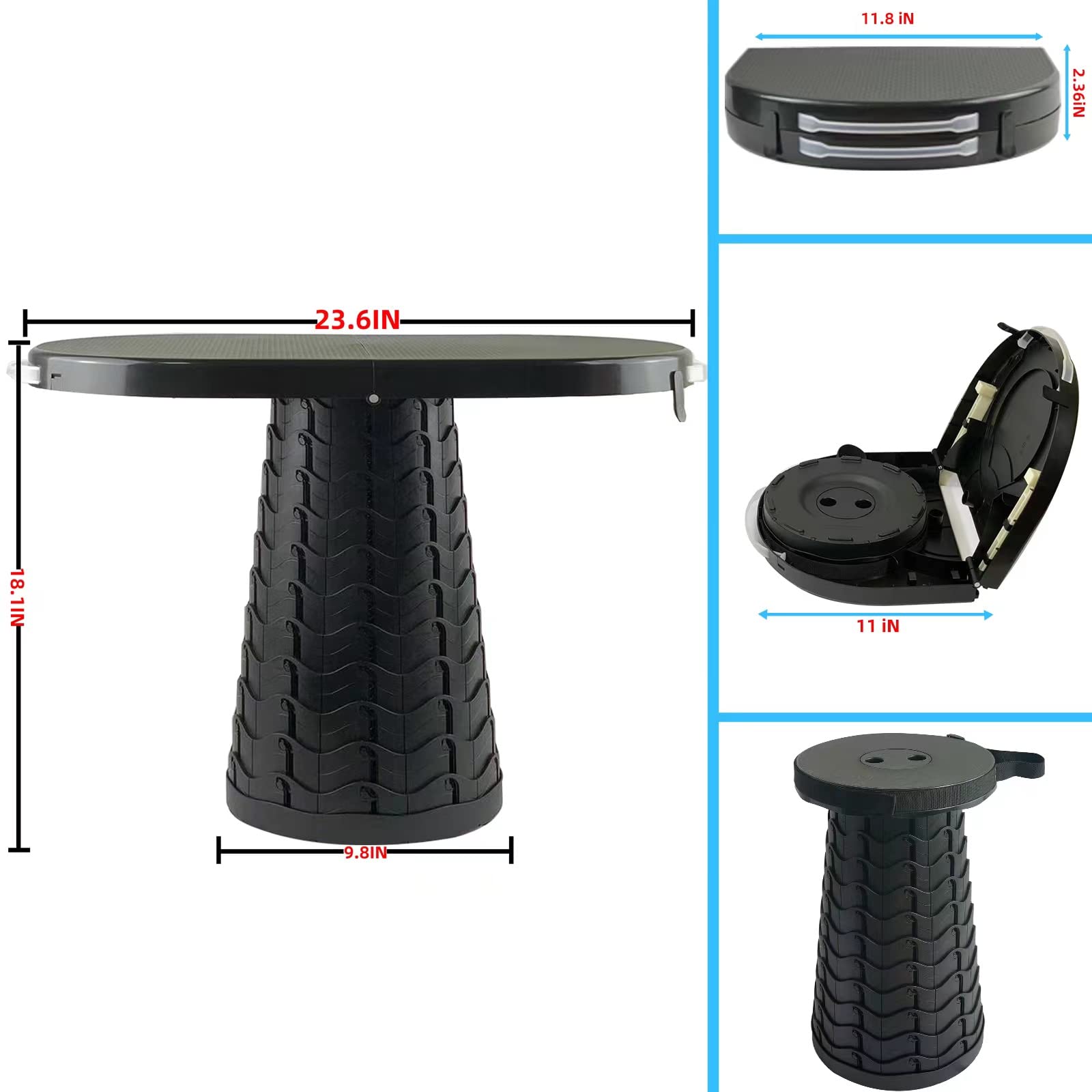 Aazon.co: ALEVOO 19.7" Collapsible Stools Telescoping Stool With Cushion, Retractable