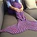 FEESHOW Handcrafted Crochet Knitting Mermaid Tail Blanket Sofa Blanket Rug Soft Sleeping Bag for Adult Teens, 71.6