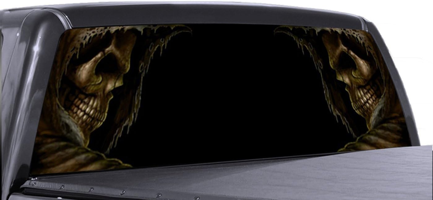 VuScapes - 779-SZB- Grim Reaper Both Sides Rear Window Truck Graphic - Decal SUV View Thru Vinyl