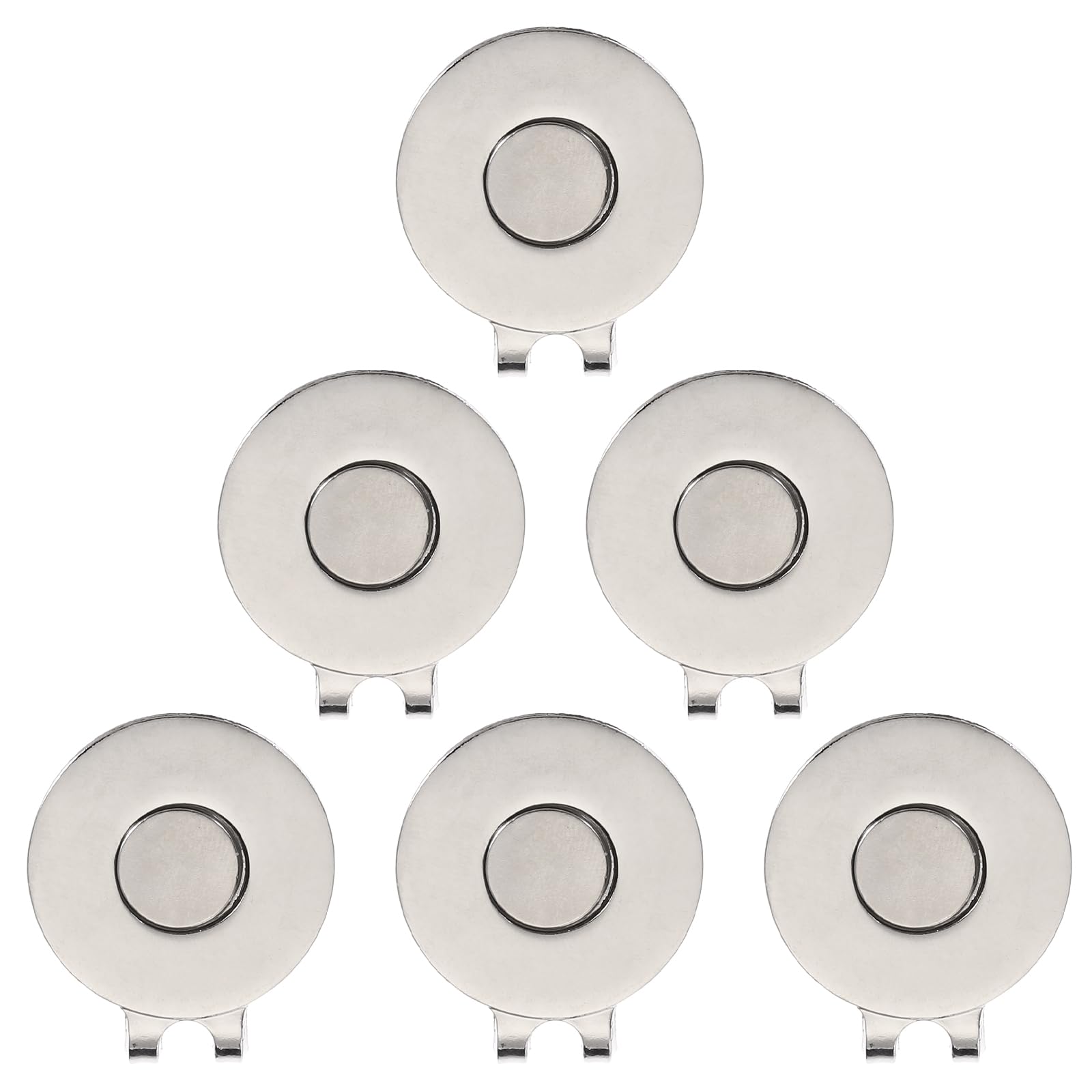 PATIKIL Magnetic Golf Hat Clip, 6 Pack Metal Golf Ball Marker Holder for Golf Caps Gloves, Bright Nickel