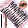 Cat Eye Lash Extensions Kit Natural Lashes Clusters Cat Eyelash Extension Natural Cluster Lashes Left&Right Fox Eye Eyelash Cluster Kit with Glue, Tweezers, Brushes 8-16MM 132pcs 11 Pairs by Zegaine