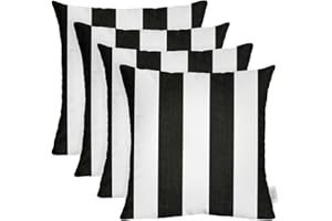 RSH DECOR: Sunbrella Square Throw Pillows Set of 4 | 17" x 17" | Water and Fade-Resistant Performance Fabric | Outdoor Pillow Covers with Down-Alternative Inserts | Cabana Classic