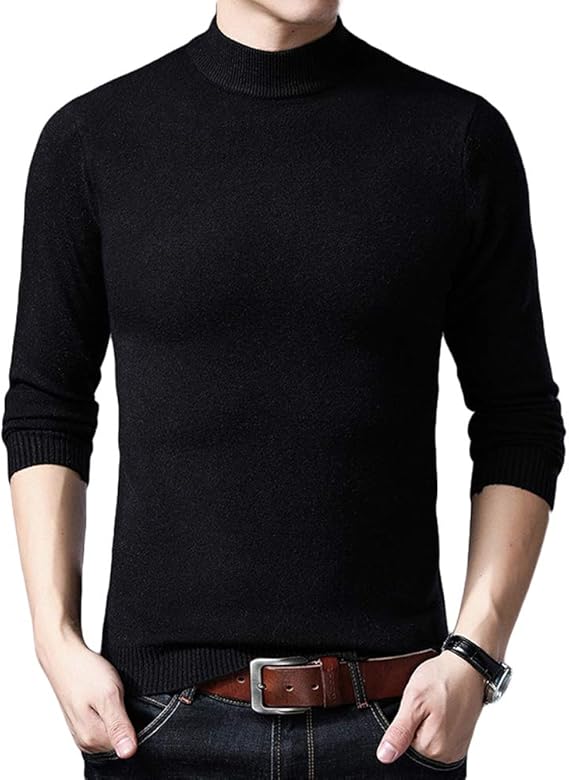 Amazon メンズ セーター 長袖 ニット タートル ハイネック カジュアル 柔らかい 暖かい 大きいサイズ カジュアル ニットセーター 秋冬 防寒 無地 インナー メンズ タートルネック 保温 M 3xl 黑色3xl セーター 通販