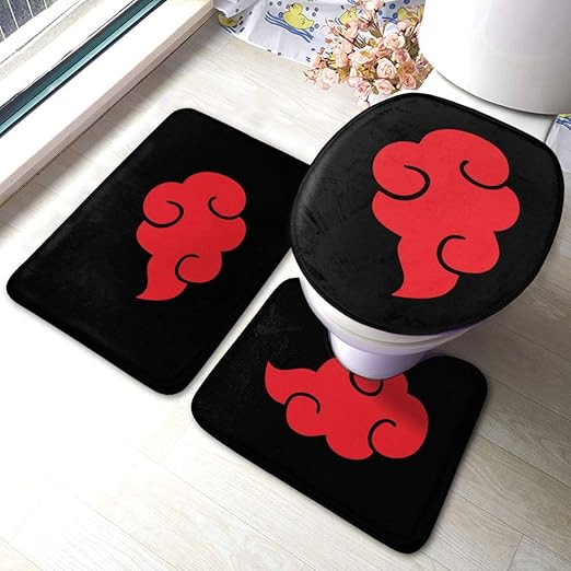 Amazon Com Aka Tsu Ki Na Ru To 3 Piece Set Bath Mat Set Non Slip Bathroom Mats Set Bathroom Rugs Contour Mat Toilet Cover Kitchen Dining