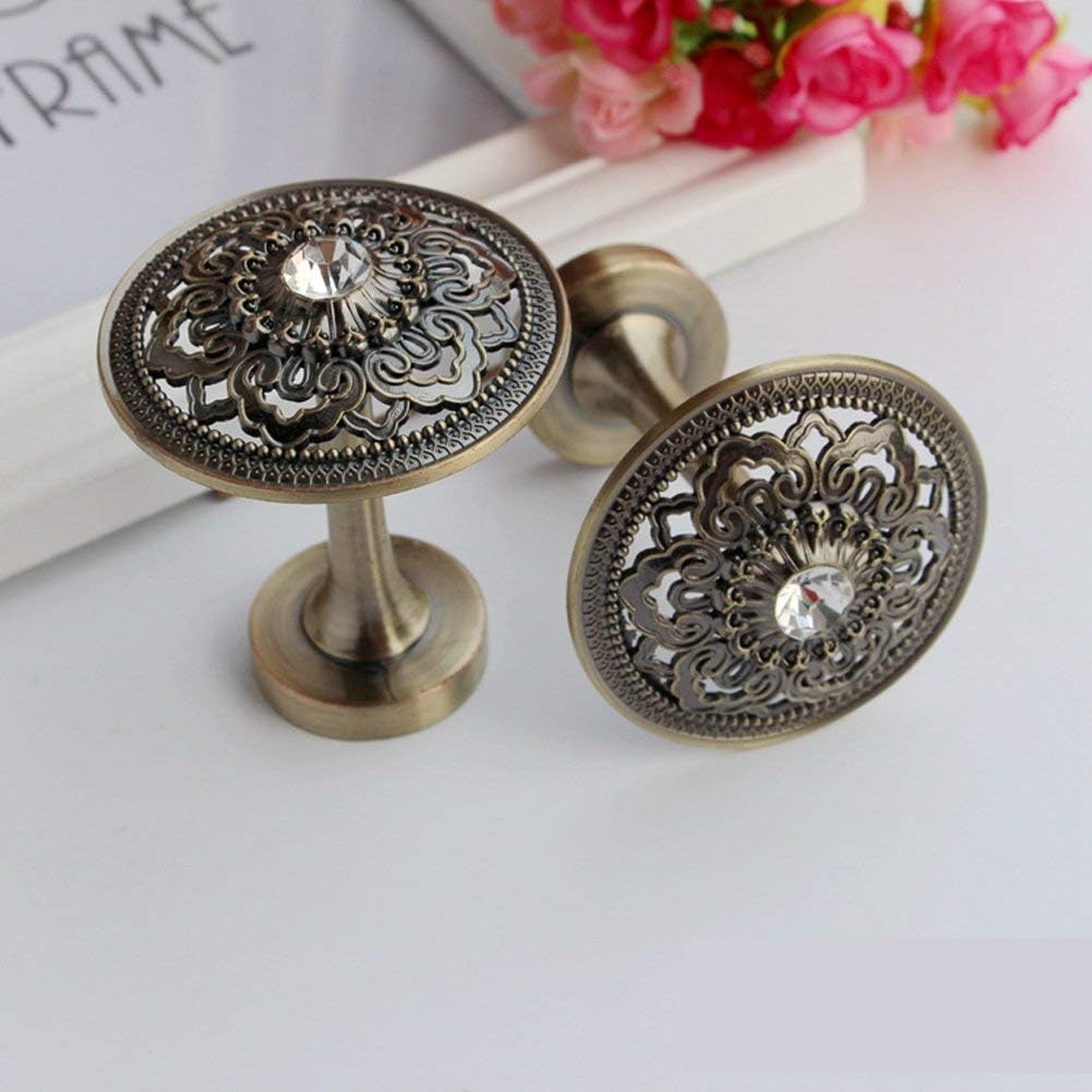 YOUNGFAN 1 Pair Clear Crystal Curtain Holdbacks Wall Mounted Tassel Curtain Tieback Hook Multi Use Wall Hook Coat Hanger (M Copper): Home & Kitchen